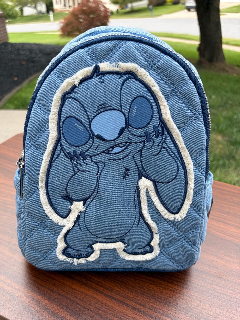 Loungefly Disney Lilo & Stitch Denim Patchwork Mini Backpack NWT